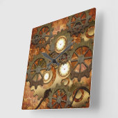 Steampunk in goldenen Farben Quadratische Wanduhr (Winkel)