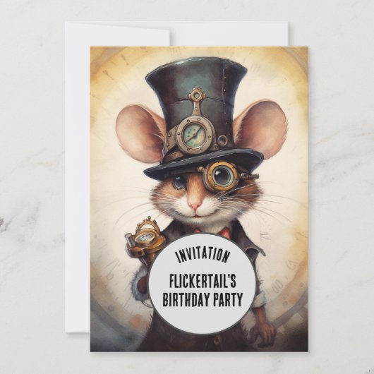 Steampunk-Individuelle Name bei Flickertail Einladung (Vorderseite)