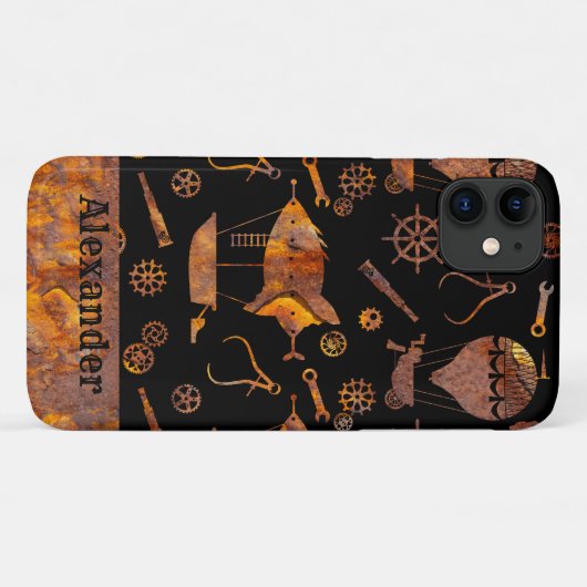 Steampunk-Individuelle Name für farbige Drehflugze Case-Mate iPhone Hülle (Rückseite (Horizontal))