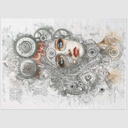 Steampunk Industrial Blueprint Style M8 Decoupage Seidenpapier (Vorderseite)