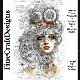 Steampunk Industrial Blueprint Style M8 Decoupage Seidenpapier