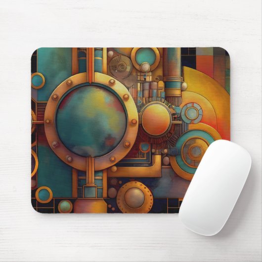 Steampunk Industrial Geometry Art Mousepad (Mit Mouse)