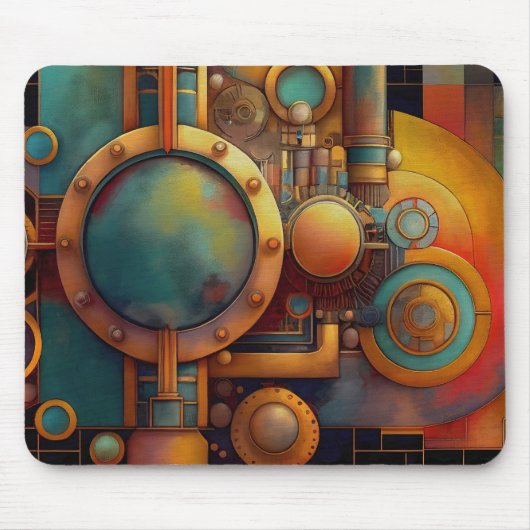 Steampunk Industrial Geometry Art Mousepad (Vorne)