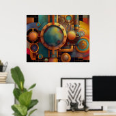 Steampunk Industrial Geometry Art Poster (Heimbüro)
