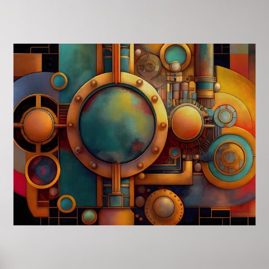 Steampunk Industrial Geometry Art Poster (Vorne)