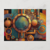 Steampunk Industrial Geometry Art Postkarte (Vorderseite)