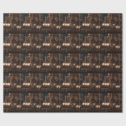 Steampunk Industrial Motor Geschenkpapier (Flach)