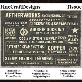 Steampunk Industrial Typography Sign FA5 Decoupage Seidenpapier