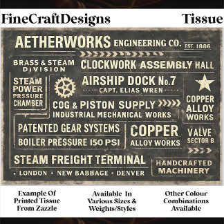 Steampunk Industrial Typography Sign FA5 Decoupage Seidenpapier