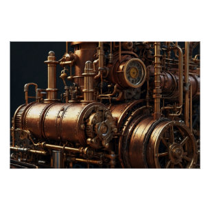 Steampunk Industrie-Motor Poster