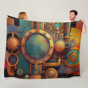 Steampunk Industrielle Geometrie-Kunst Fleecedecke