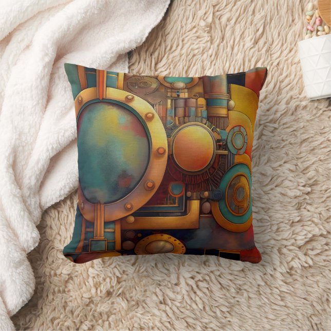 Steampunk Industrielle Geometrie-Kunst Kissen (Decke)