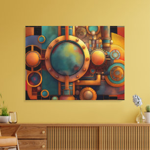 Steampunk Industrielle Geometrie-Kunst Leinwanddruck