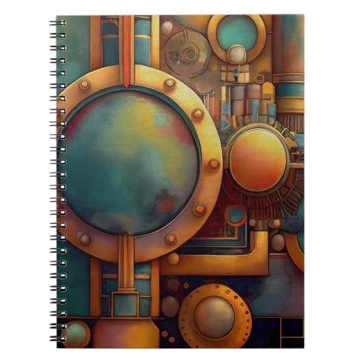 Steampunk Industrielle Geometrie Kunst Notizblock (Vorderseite)