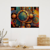 Steampunk Industrielle Geometrie-Kunst Poster (Küche)