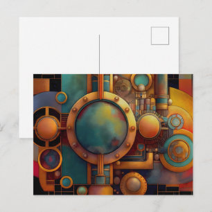 Steampunk Industrielle Geometrie Kunst Postkarte