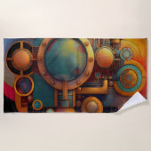 Steampunk Industrielle Geometrie-Kunst Strandtuch (Vorderseite)