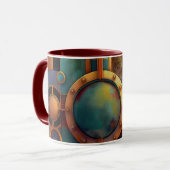 Steampunk Industrielle Geometrie-Kunst Tasse (Vorderseite Links)