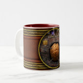 Steampunk - Informationsüberflutung Zweifarbige Tasse (Vorderseite Links)