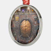 Steampunk - Informationsüberladung Silbernes Ornament (Links)