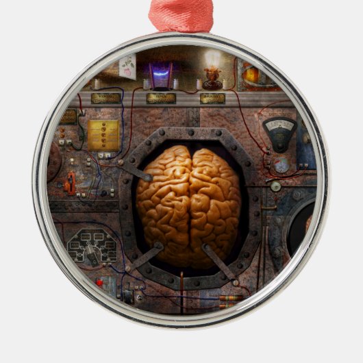 Steampunk - Informationsüberladung Silbernes Ornament (Vorne)