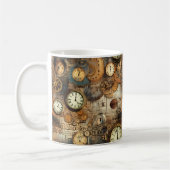 Steampunk-Ingenieursplan Braun Messing Kaffeetasse (Links)