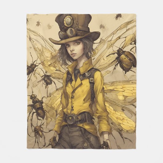 Steampunk Insect Lady Fleecedecke (Vorderseite)
