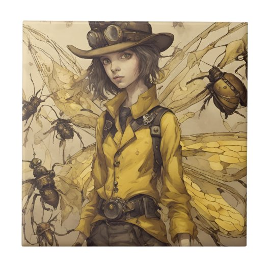 Steampunk Insect Lady Fliese (Vorderseite)