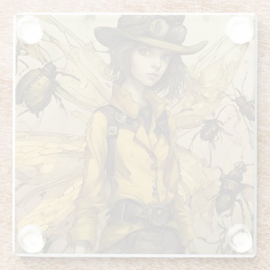Steampunk Insect Lady Glasuntersetzer (Rückseite)