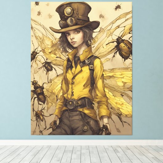 Steampunk Insect Lady Leinwanddruck (Insitu (Holzboden))
