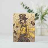 Steampunk Insect Lady Postkarte (Stehend Vorderseite)