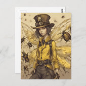 Steampunk Insect Lady Postkarte (Vorne/Hinten)