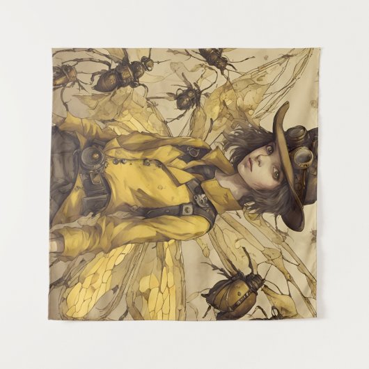 Steampunk Insect Lady Wandteppich (Vorderseite (Horizontal))