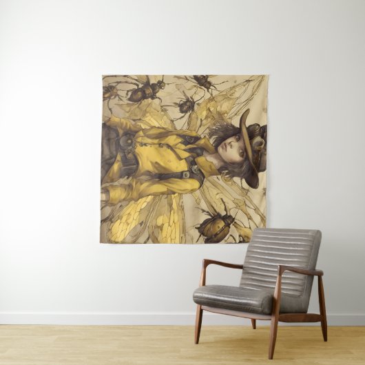 Steampunk Insect Lady Wandteppich (Beispiel (Horizontal))