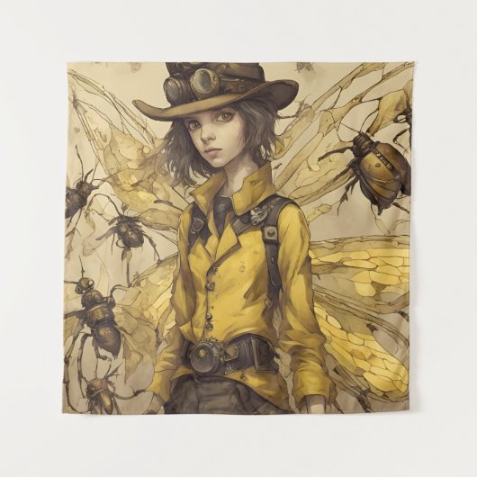 Steampunk Insect Lady Wandteppich (Vorderseite)