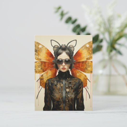 Steampunk Insect Postkarte (Stehend Vorderseite)
