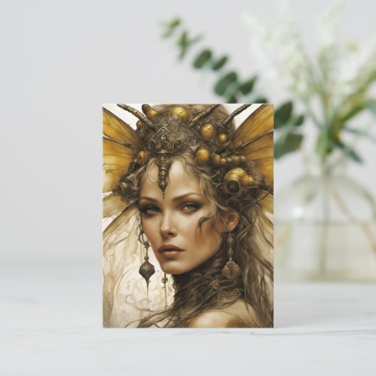 Steampunk Insect Postkarte (Stehend Vorderseite)