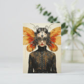 Steampunk Insect Wing Woman Postcard Postkarte (Stehend Vorderseite)