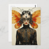 Steampunk Insect Wing Woman Postcard Postkarte (Vorne/Hinten)