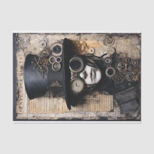 Steampunk-inspiriert Mixed-Media-Portrait Seidenpapier