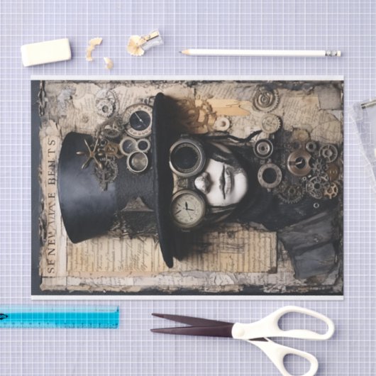 Steampunk-inspiriert Mixed-Media-Portrait Seidenpapier (Handwerk)