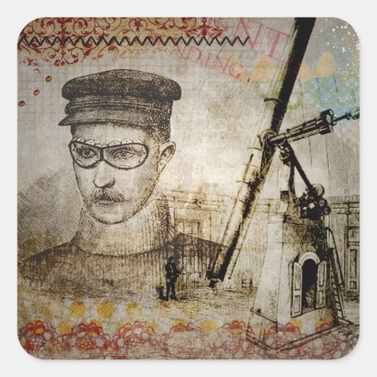 Steampunk Inventor Scientist Telescope Stickers (Vorderseite)