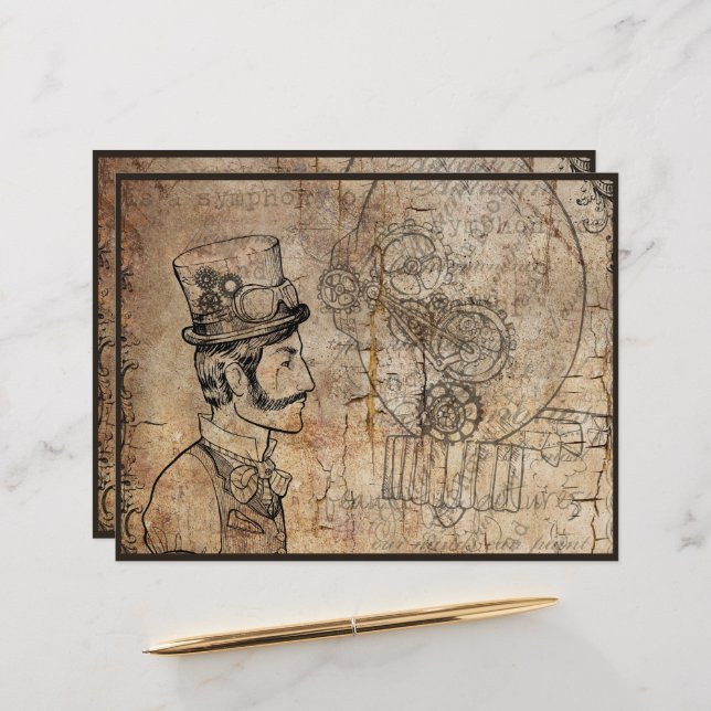 Steampunk Inventor Top Hat Scientist Uhrwerk (Vorderseite/Rückseite Beispiel)