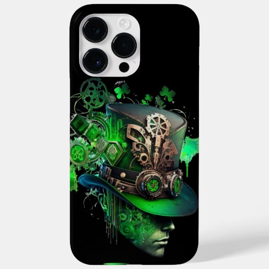 STEAMPUNK IRISH GREEN & BLACK LEPRECHAUN HAT Case-Mate iPhone HÜLLE (Rückseite)