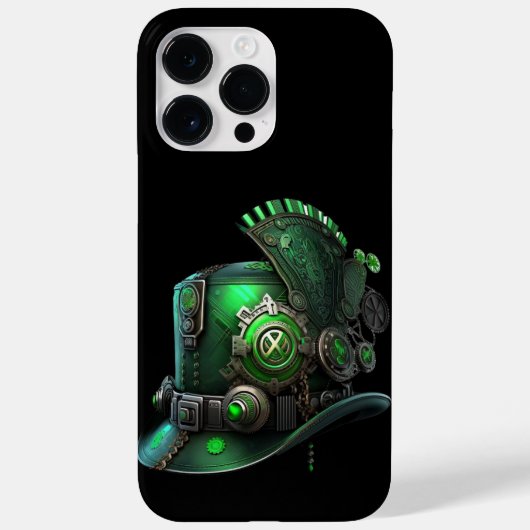 STEAMPUNK IRISH GREEN & BLACK LEPRECHAUN HAT Case-Mate iPhone HÜLLE (Rückseite)
