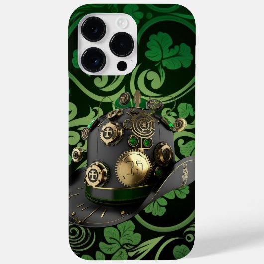 STEAMPUNK IRISH GREEN & BLACK LEPRECHAUN HAT Case-Mate iPhone HÜLLE (Rückseite)