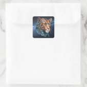 Steampunk Jaguar Quadratischer Aufkleber (Tasche)
