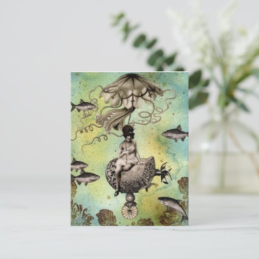 Steampunk Jellyfish Postkarte (Stehend Vorderseite)