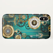 Steampunk Jewelry Watch on a Green Background Case-Mate iPhone Hülle (Rückseite (Horizontal))
