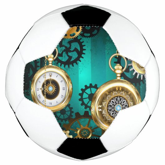 Steampunk Jewelry Watch on a Green Background Fußball (Vorderseite)